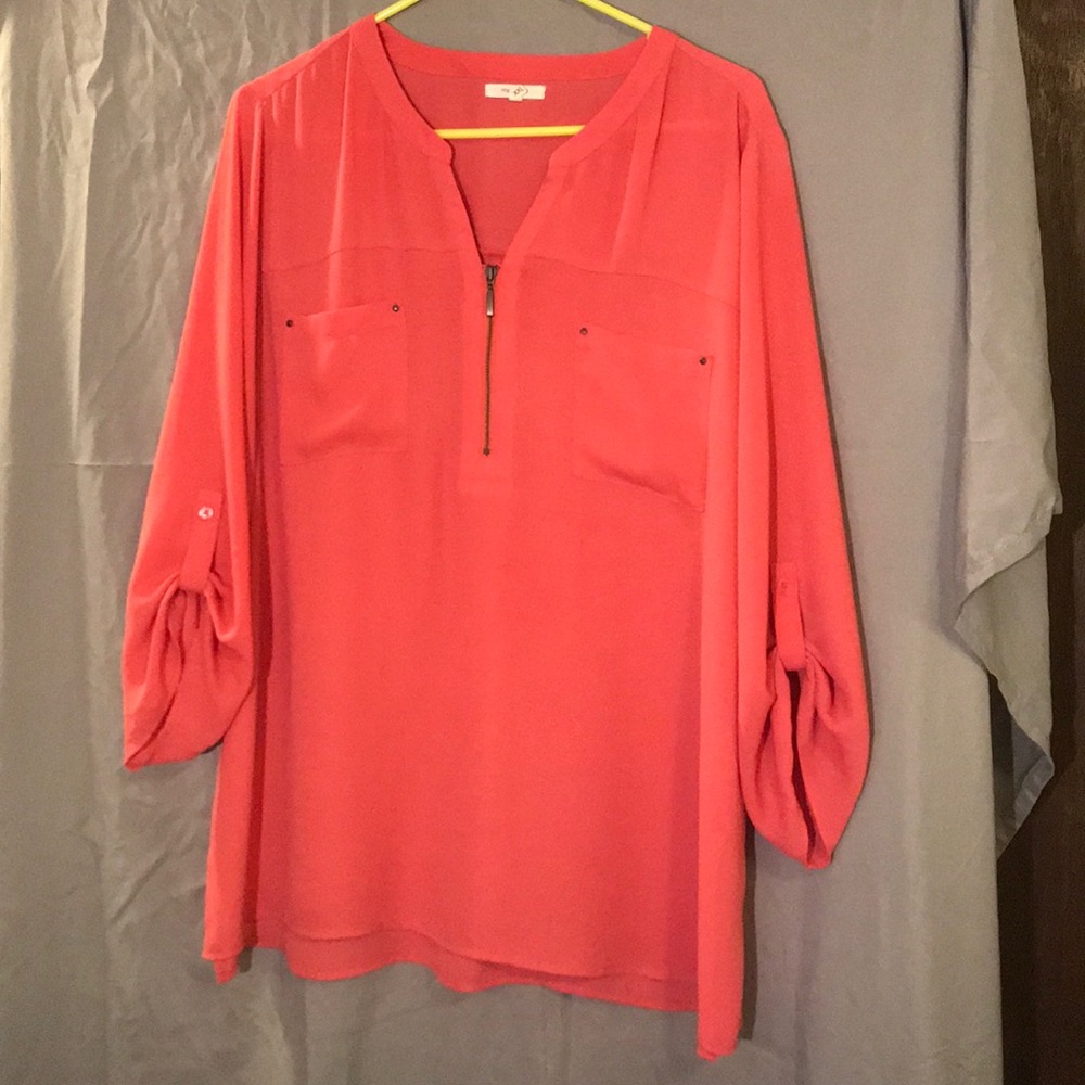 Salmon Polyester Blouse